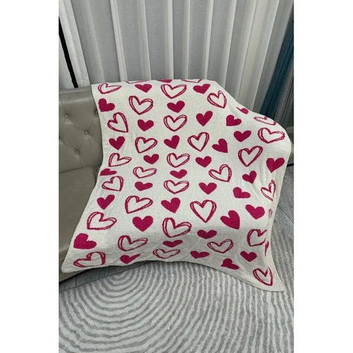 Heart Patterned Reversible Throw Blanket - LECCE