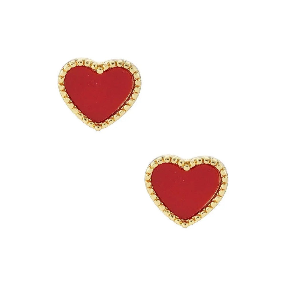 Heart Shaped Gold Dipped Post Earrings - LECCE