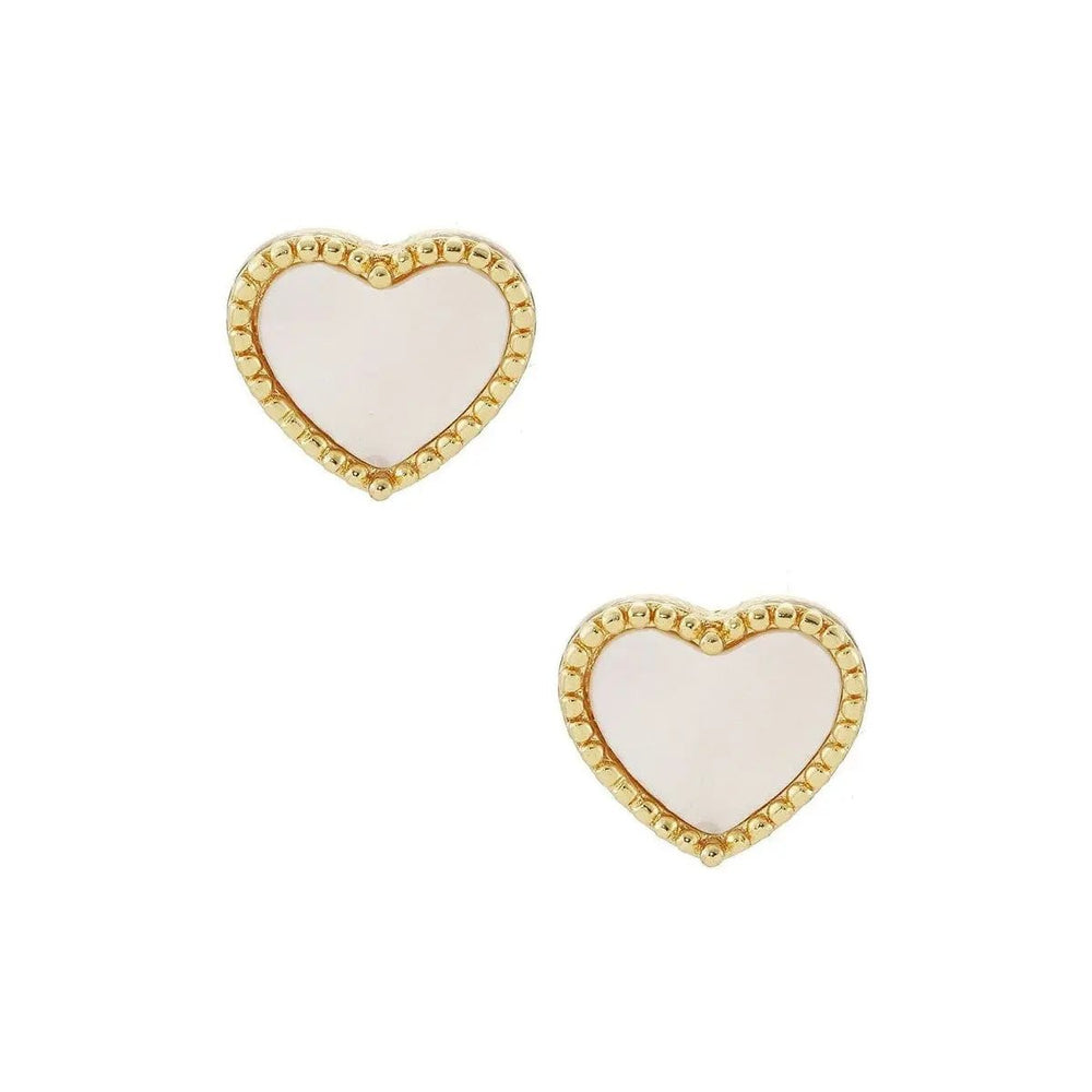 Heart Shaped Gold Dipped Post Earrings - LECCE