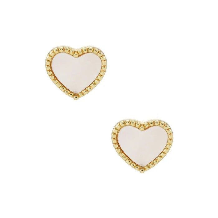 Heart Shaped Gold Dipped Post Earrings - LECCE