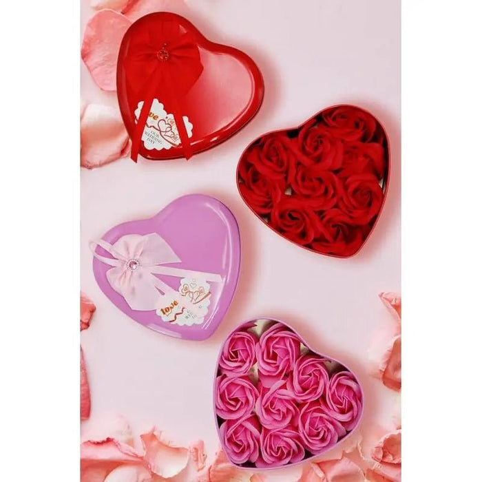 Heart Tin Can Artificial Soap Rose - LECCE