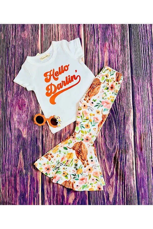 "HELLO DARLIN" bulls & floral print 2pc set XCH0333 - 20H - LECCE