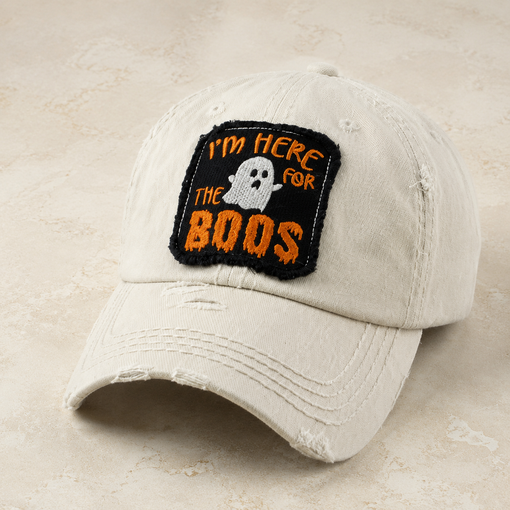 Here For The Boos washed vintage ballcap