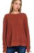 Hi - low Long Sleeve Round Neck Waffle Sweater - LECCE