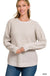 Hi - low Long Sleeve Round Neck Waffle Sweater - LECCE