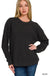 Hi - low Long Sleeve Round Neck Waffle Sweater - LECCE
