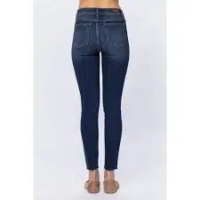 HI - RISE Button Fly Cut Off Skinny Jeans Judy Blue - LECCE