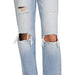 High Rise Distressed Straight Leg Jeans - LECCE