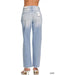 High Rise Distressed Straight Leg Jeans - LECCE