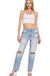 High Rise Distressed Straight Leg Jeans - LECCE