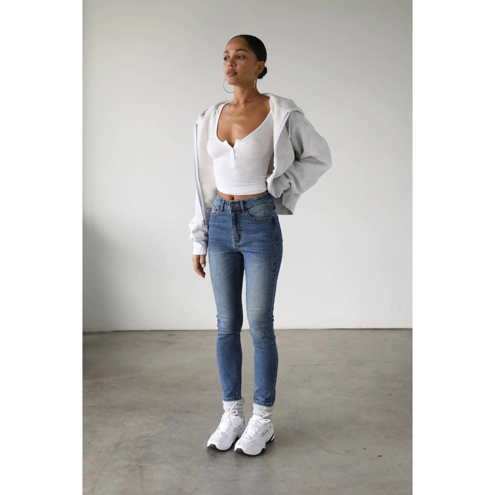 High Rise Skinn Stretch Jeans - LECCE