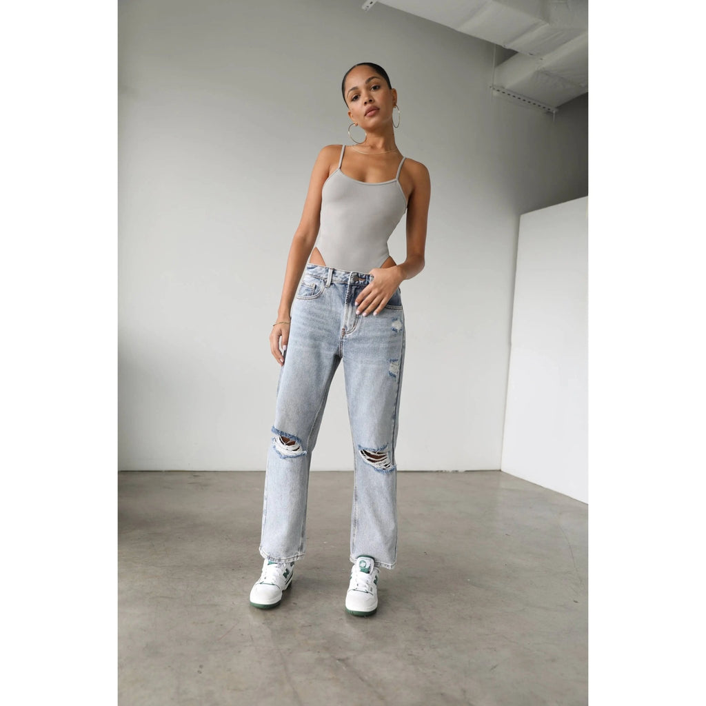High Rise Straight Crop Denim Jeans - 7145