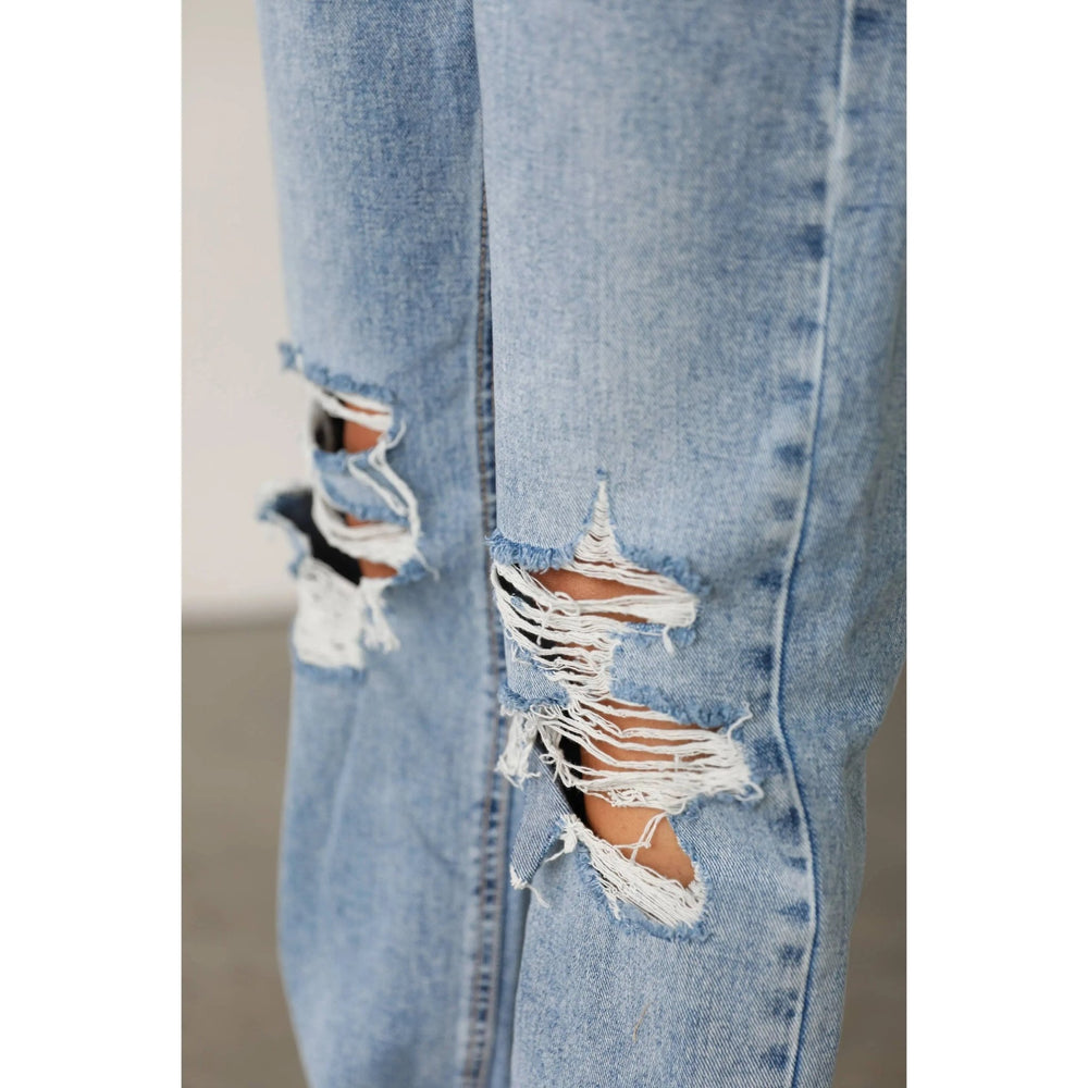 High Rise Straight Leg Denim Jeans - LECCE
