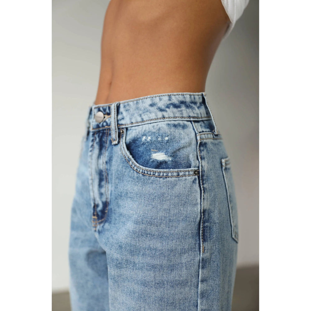 High Rise Straight Leg Denim Jeans - LECCE