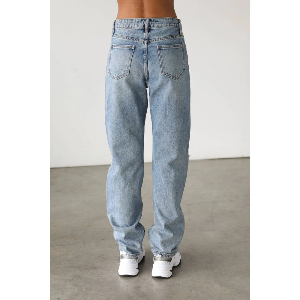 High Rise Straight Leg Denim Jeans - LECCE