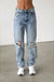 High Rise Straight Leg Denim Jeans - LECCE