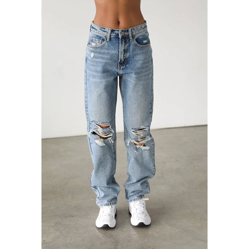 High Rise Straight Leg Denim Jeans - LECCE