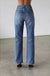 High Rise Straight Leg Denim Jeans - Dark - LECCE