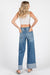 High Rise Wide Leg Jeans with Cuffed Hem - LECCE