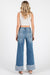 High Rise Wide Leg Jeans with Cuffed Hem - LECCE