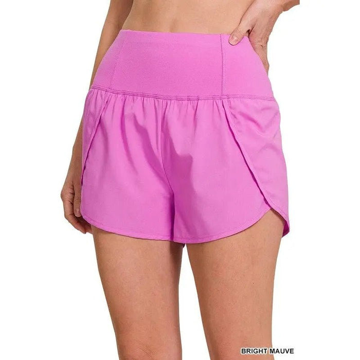 High Waisted Zippered Back Pocket Running Shorts - LECCE