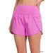 High Waisted Zippered Back Pocket Running Shorts - LECCE