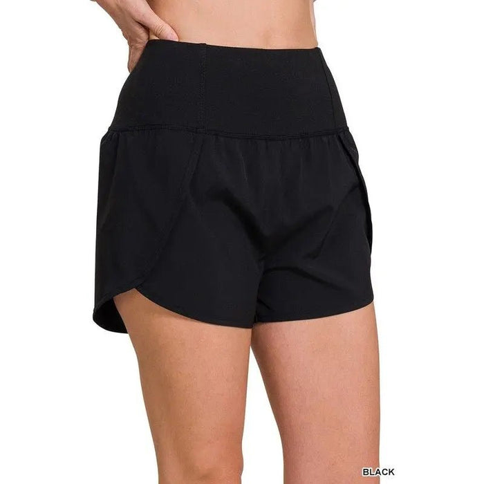 High Waisted Zippered Back Pocket Running Shorts - LECCE