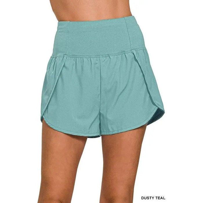 High Waisted Zippered Back Pocket Running Shorts - LECCE