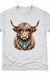Highland Cow Leopard Sunglasses Graphic Tee enlarged on white background