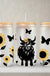 Highland Cow & Sunflowers | 20 oz Glass Tumbler, Lid & Straw - LECCE