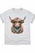 Highland Cow Leopard Sunglasses Graphic Tee centered smaller on pure white background