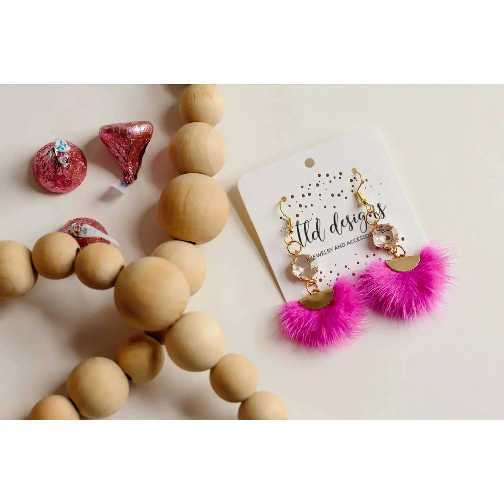 Hot Pink Dangle Puffs Earrings - LECCE
