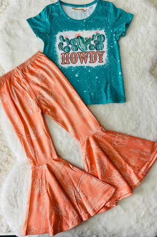 HOWDY & Cactus print top bell bottom girls sets - LECCE