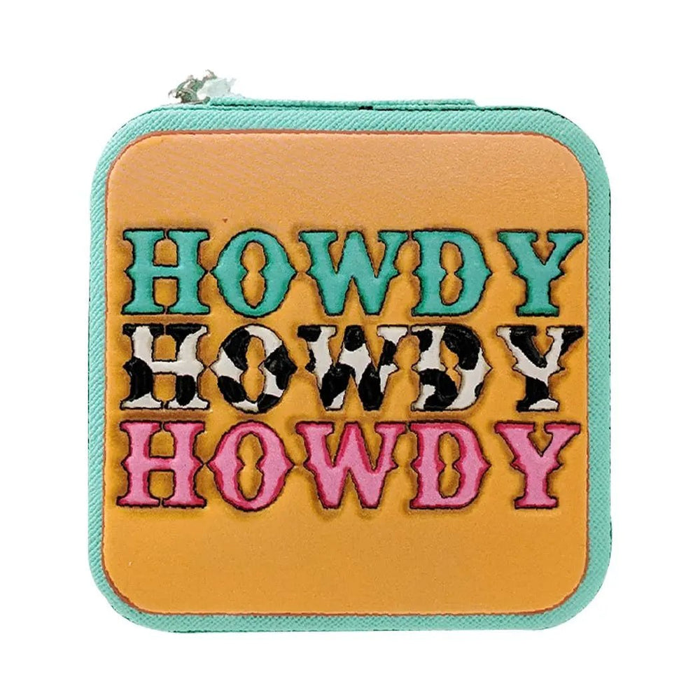 Howdy Letter Western Pattern Leather Jewelry Box - LECCE