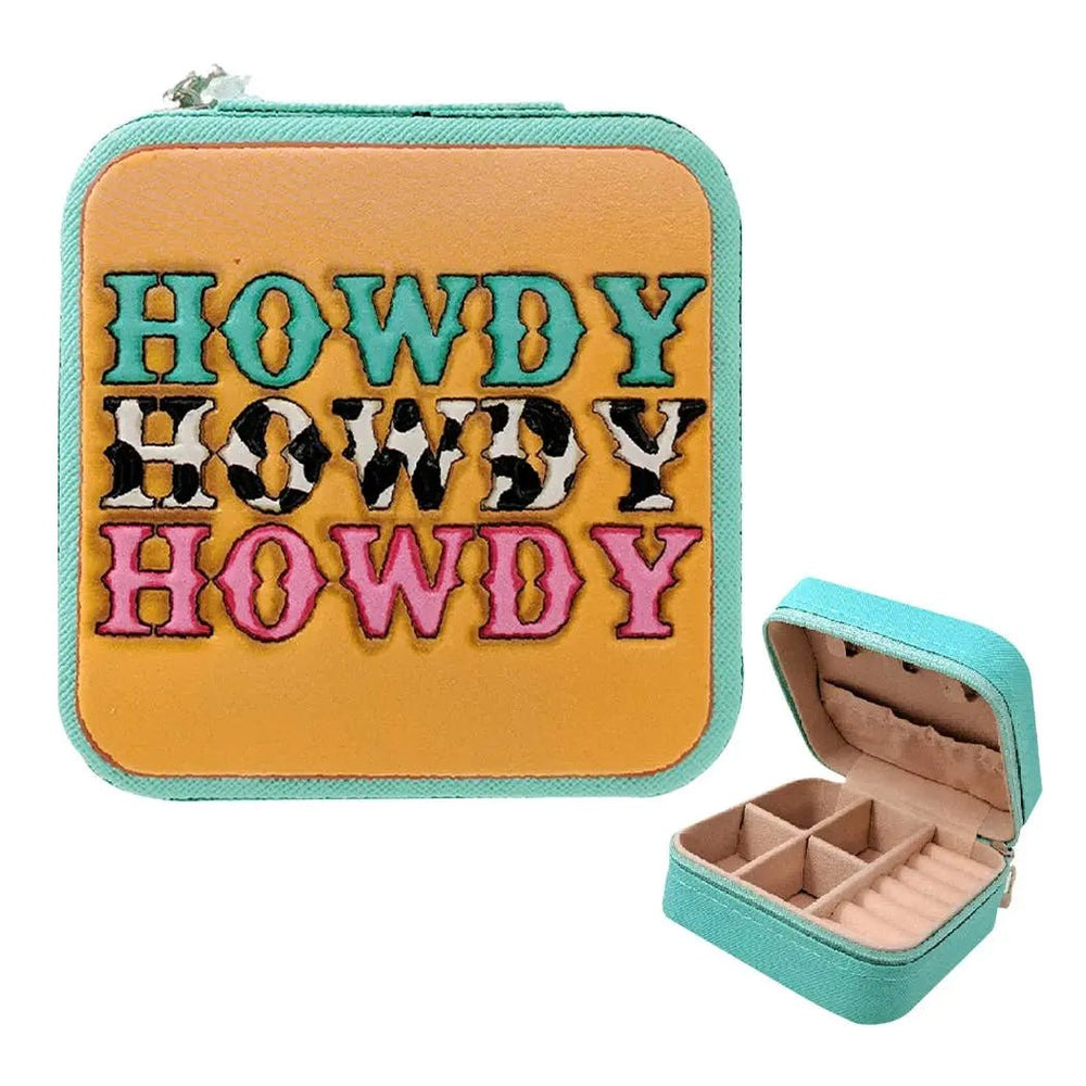 Howdy Letter Western Pattern Leather Jewelry Box - LECCE