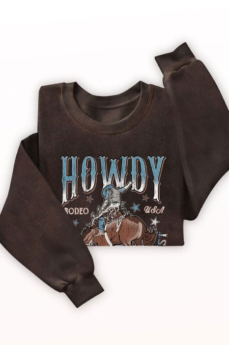 Howdy Rodeo Cowboy Mineral Graphic Terry Sweatshirts - LECCE