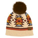 HTE0030 Penelope Southwest Pattern Pom Beanie - LECCE