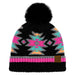 HTE0030 Penelope Southwest Pattern Pom Beanie - LECCE