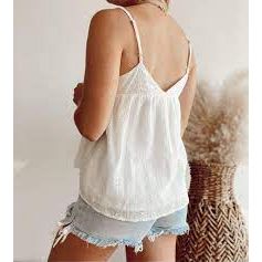 Striped Eyelet Triangle Tank top