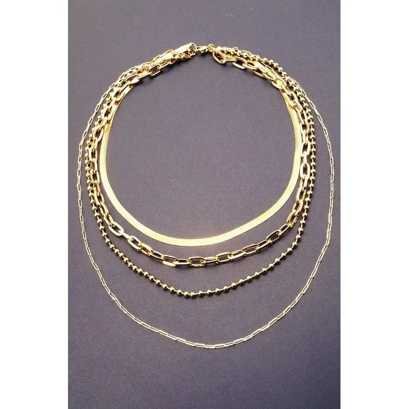 Intriguing Multi Layer Brass Chain Necklace