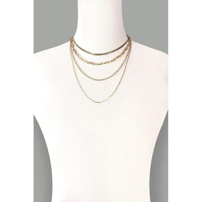 Intriguing Multi Layer Brass Chain Necklace - LECCE