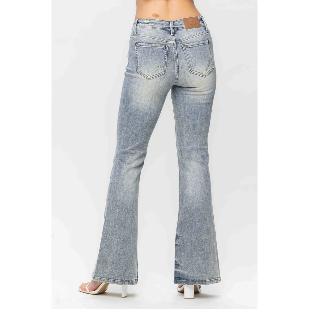 Judy Blue Midrise Tinted Pin Tack Detail Flare - LECCE