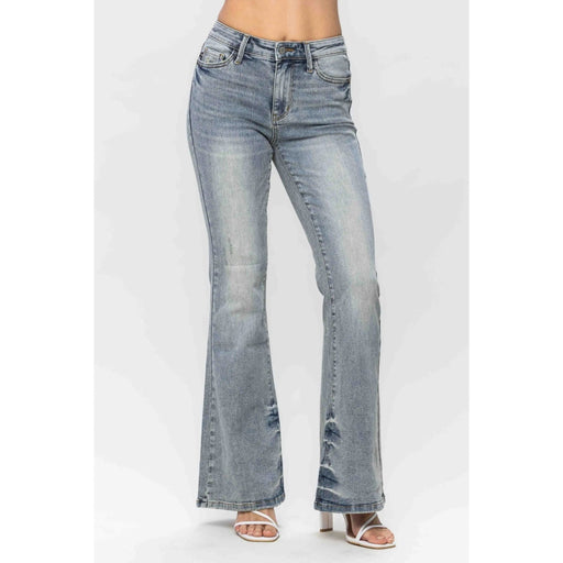 Judy Blue Midrise Tinted Pin Tack Detail Flare - LECCE