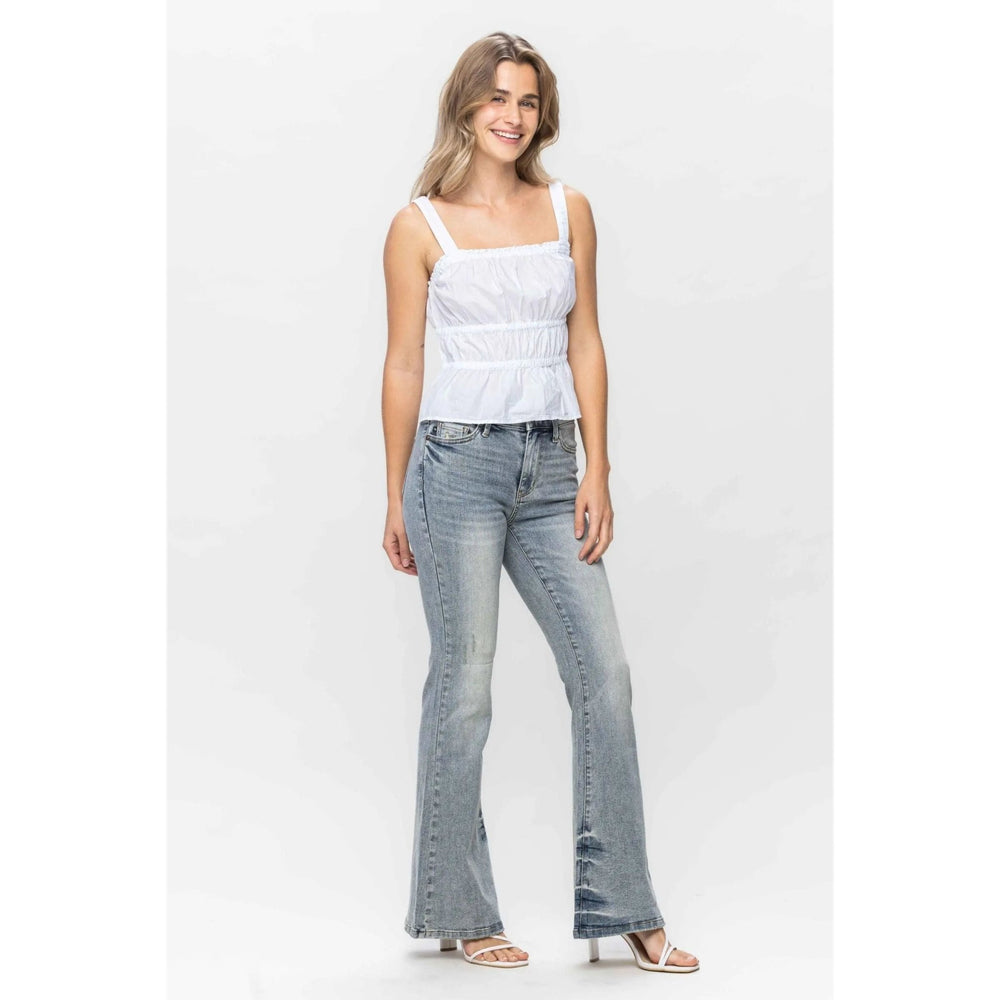 Judy Blue Midrise Tinted Pin Tack Detail Flare - LECCE