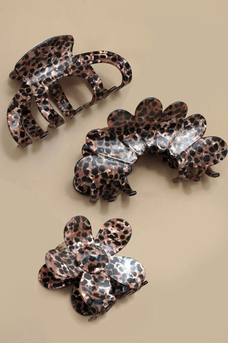 Jumbo Animal Leopard Print Hair Claw Clips - LECCE
