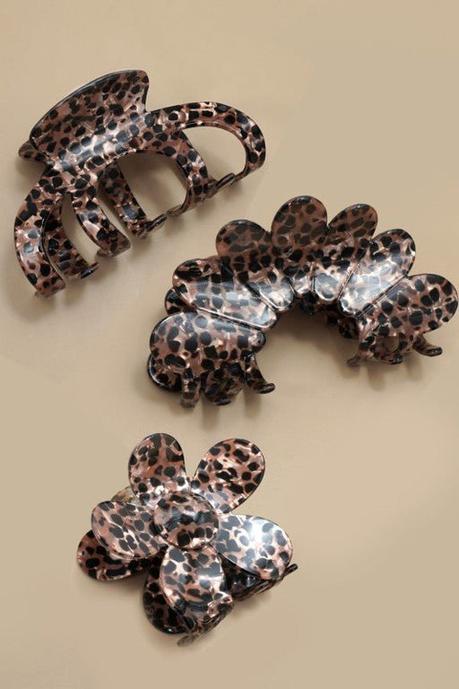 Jumbo Animal Leopard Print Hair Claw Clips - LECCE