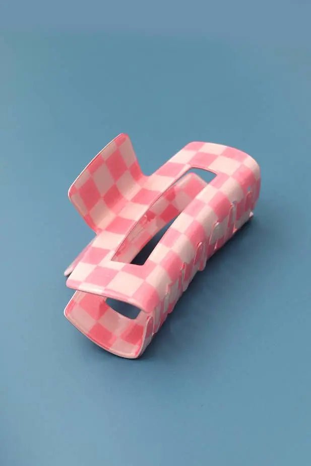 Jumbo Resin Checker Hair Claw Clips - LECCE