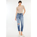 Kancan High Rise Distressed Mom Jeans - LECCE