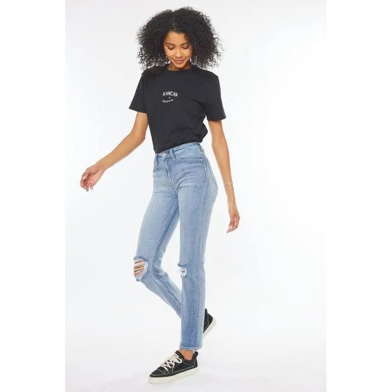 Kancan High Rise Slim Straight Jeans - LECCE