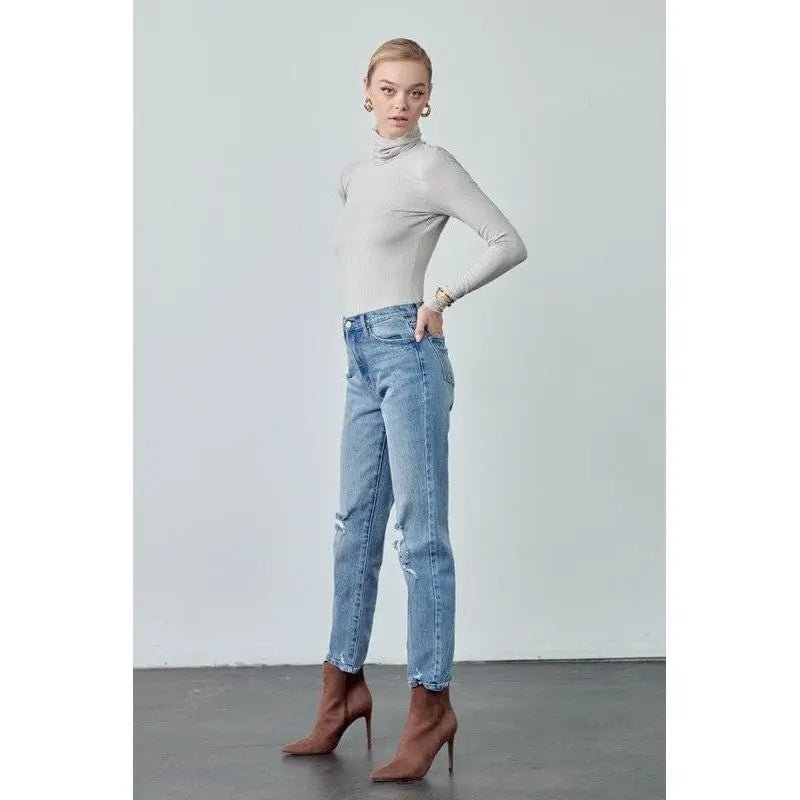 Kancan High Rise Slim Straight Jeans - LECCE